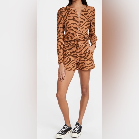 CHASER RPET BLISS KNIT PUFF SLEEVE ZIP UP ROMPER - Picture 3 of 7